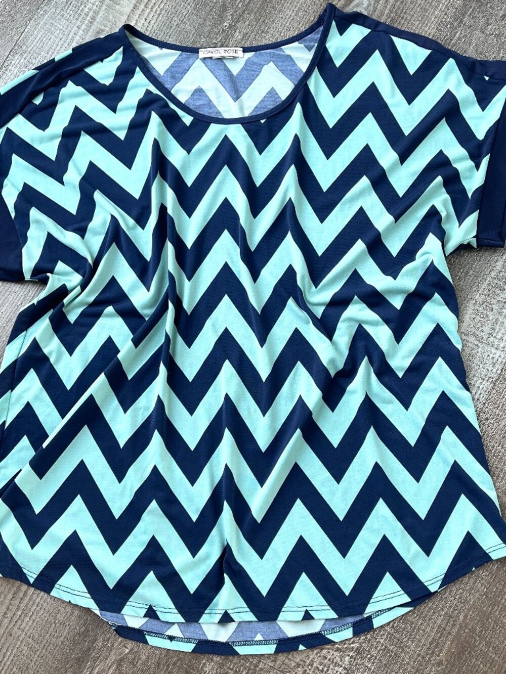 Women's Top size XL CAROL ROSE blue turquoise short sleeve summer shirt